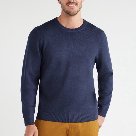 NWT Men's Navy Blue Sweater Long Sleeve Free Assembly Soft Cozy Comfy Neutral - Picture 1 of 15